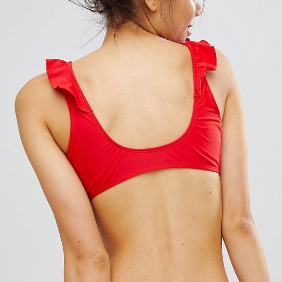 Misguided Frill Shoulder Tie Front Bikini Top - Picture 2 of 3